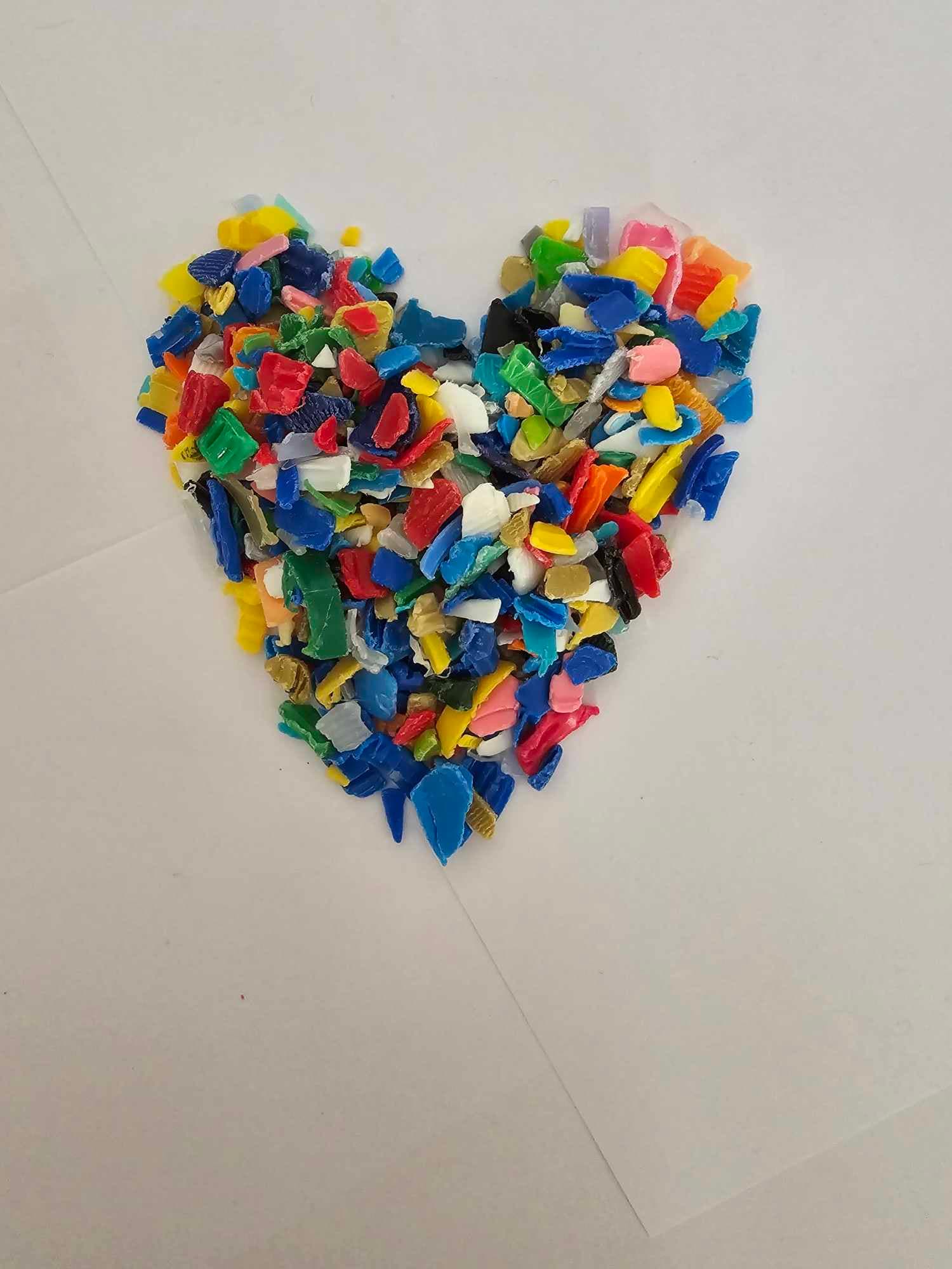 A heart made of plastic scraps